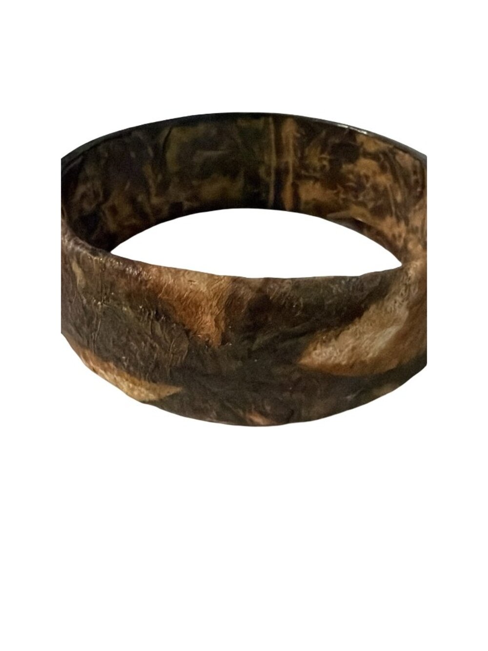 Vintage Wide Brown Wood Bangle Bracelet Cord Wrapped Boho Artisan Style